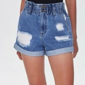 Forever 21 Blue Distressed Jean Shorts Size Medium